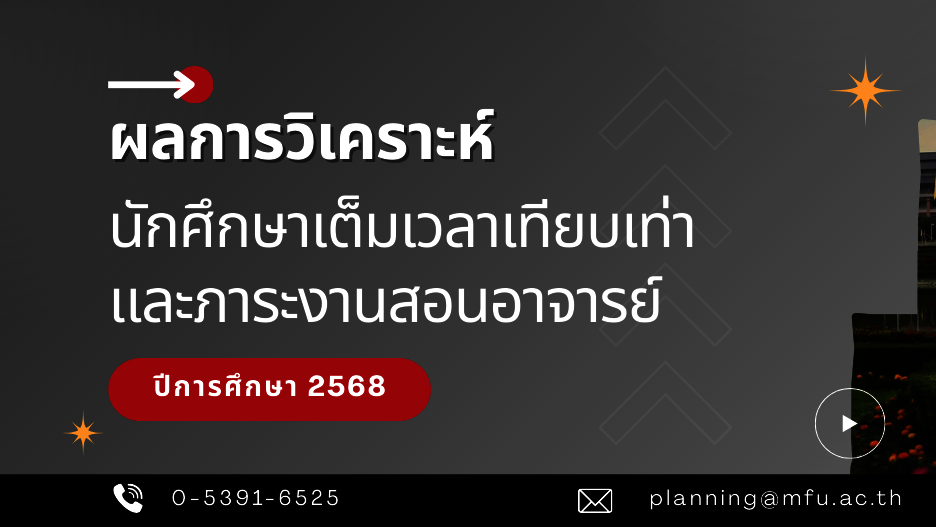 ผลการวิเคราะห์นักศึกษาเต็มเวลาเทียบเท่า และภาระงานสอนอาจารย์ ปีการศึกษา 2568